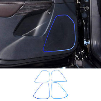 For 2014+ Jeep Cherokee 4PCS Blue Aluminum Alloy Inner Door Speaker Frame Cover Trim RT-TCZ