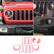 For 2024+ Jeep Wrangler JL & Gladiator JT Exterior Front Grille Inserts Headlight Trim Ring & Tow Hook Protective Cover (11 pcs) RT-TCZ