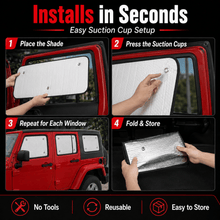 For 2007-2018 Jeep Wrangler JK JKU 4-Door, 8PCs Heat Insulation Windshield Full Window Sunshade Sunscreen Visor RT-TCZ