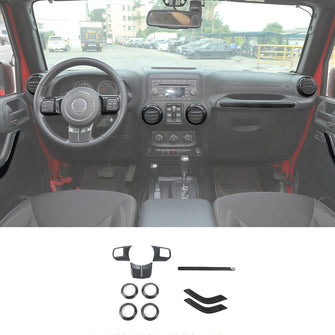 For 2011-2017 2Door Jeep Wrangler JK 10pc Full Set Interior Decor cover Trim Kit