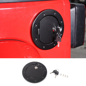 RT-TCZ Gas Cap Cover Locking Fuel Filler Door Cover for 2007-2018 Jeep Wrangler JK & Unlimited Black