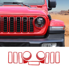 For Jeep Wrangler JL/Gladiator JT 2024+ Grille Insert+Front Headlight Cover+Center Mesh Trim Piece
