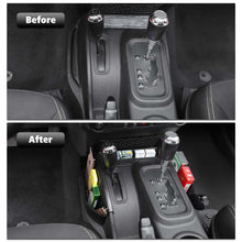 For 2011-2018 Jeep Wrangler JK JKU Gear Shift Console Storage Box Side Tray Organizer, Reserved USB Charger Extender Slot, Black RT-TCZ