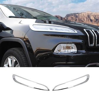 For 2014-2017 Jeep Cherokee Daytime Running Light Decor Cover Trim 2Pcs Chrome RT-TCZ