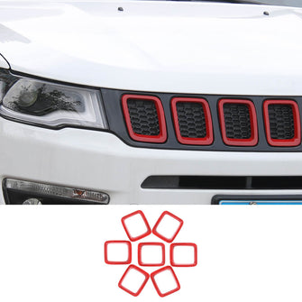 RT-TCZ Grill Inserts Grille Cover Trims Kit for Jeep Compass 2017-2020