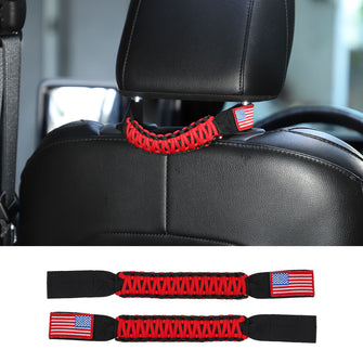 RT-TCZ USA Flag Grab Handle Rear Seat Headrest Grip Universal For Jeep Wrangler TJ JK JL JT Accessories