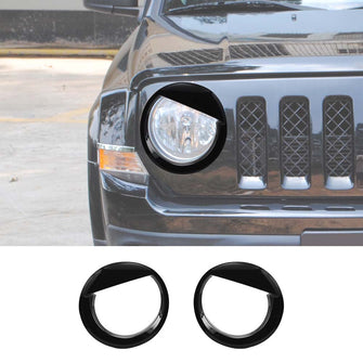RT-TCZ Headlight Trim Cover ABS Angry Birds Style Front Lamp Bezels for Jeep Patriot 2011-2016
