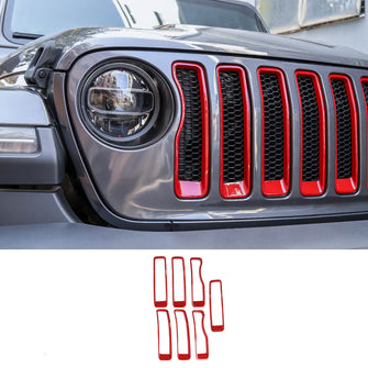 For 2018-2023 Jeep Wrangler JL & Gladiator JT Front Grill Grille Inserts Ring Trim