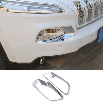 For 2014-2018 Jeep Cherokee Chrome 2PCS Headlight Lamp Frame Trim Decor Cover Bezels RT-TCZ