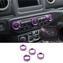 For 2018+ Jeep Wrangler JL JLU Gladiator JT Air Conditioner Headlight Switch Knob Trim Aluminum Alloy 4pcs RT-TCZ