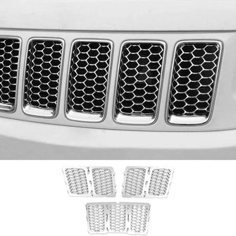 For 2014-2016 Jeep Grand Cherokee Grille Inserts Mesh Honeycomb Chrome Clip-on Cover Trim Kit RT-TCZ