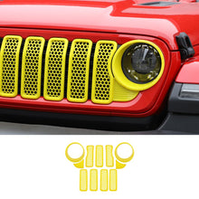 For 2024+ Jeep Wrangler JL/Gladiator JT Upgrade Front Honeycomb Mesh Grille+Front Headlight Cover+Center Mesh Trim Piece Mesh Grille RT-TCZ