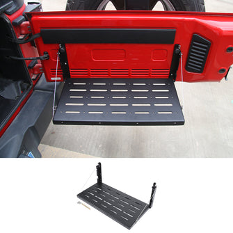 RT-TCZ Tailgate Table Rear Foldable Cargo Shelf for Jeep Wrangler 2007-2017 JK JKU, Aluminum Alloy, Storage Rack Accessories, Black