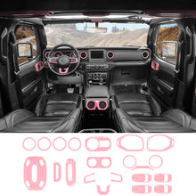 RT-TCZ 21PCS Full Set Interior Decoration Trim Kit for 2018-2023 Jeep Wrangler JLU & Gladiator JT 4Doors Pink