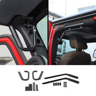 For 2007-2017 Jeep Wrangler JK JKU 4 Door Aluminum Front & Rear Top Grab Handles Solid Bars RT-TCZ