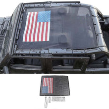 RT-TCZ Top Mesh Sunshade Cover UV Sun Protection for 2018+ Jeep Wrangler JLU 4 Door Interior Accessories American Flag