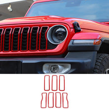 For 2024+ Jeep Wrangler JL & Gladiator JT Front Grille Inserts Guard Middle Mesh Decorative Ring Trim RT-TCZ