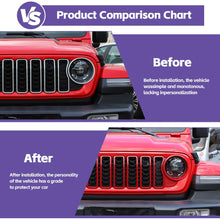 For Jeep Wrangler JL/Gladiator JT 2024+ Grille Insert+Front Headlight Cover+Center Mesh Trim Piece