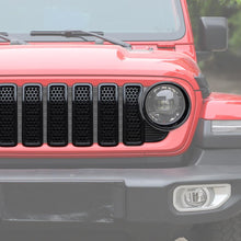 For Jeep Wrangler JL/Gladiator JT 2024+ Upgrade Front Honeycomb Mesh Grille+Front Headlight Cover+Center Mesh Trim Piece Mesh Grille