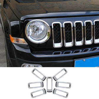 RT-TCZ Front Grille Inserts Ring Trim Cover for 2011-2016 Jeep Patriot 7pcs/set