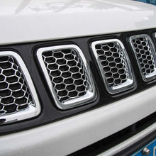 RT-TCZ Front Grille Insert Mesh Cover Trim Bezels Chrome for Jeep Compass 2017-2020