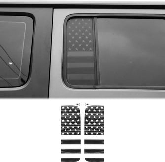 For 2018+ Jeep Wrangler JLU, 4Doors Side Small Window Decals Rear Door Window Stickers, American Flag