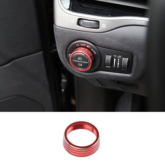 For Jeep Cherokee 2014+/Renegade 2016+ Headlight Switch Knob Decor Ring Trim Red