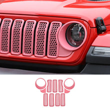 For 2024+ Jeep Wrangler JL/Gladiator JT Upgrade Front Honeycomb Mesh Grille+Front Headlight Cover+Center Mesh Trim Piece Mesh Grille RT-TCZ