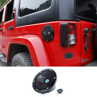 For 2007-2018 Jeep Wrangler JK JKU Fuel Door Cover Locking Gas Cap Cover, American Flag RT-TCZ