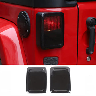 For 2007-2018 Jeep Wrangler JK JKU LED Tail Light Covers Rear Lamp Guards Smoked Black RT-TCZ