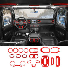 RT-TCZ 20PCS 8.4Inch Screen Interior Trim Cover Kit Full Set for Jeep Wrangler JL JLU & Gladiator JT 2018-2023 Red
