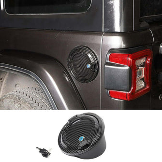 RT-TCZ Car Door Tank Gas Cap Cover With Lock Accessories For 2018+ Jeep Wrangler JL JLU Carbon Fiber
