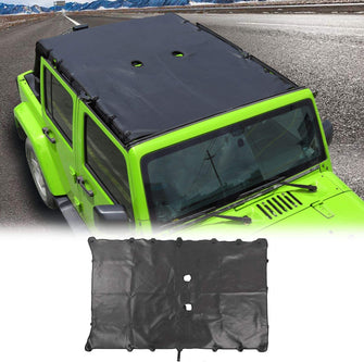 RT-TCZ Soft Leather Sunshade Top Full Length Cover for Jeep Wrangler 2007-2018 JK JKU 4 Door Black
