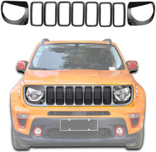 For 2019+ Jeep Renegade Front Grill Inserts & Headlight Bezels Cover Trim (Black) RT-TCZ