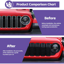 For 2024+ Jeep Wrangler JL/ Gladiator JT Upgrade Front Honeycomb Mesh Grille+Front Headlight Cover Inserts Trim