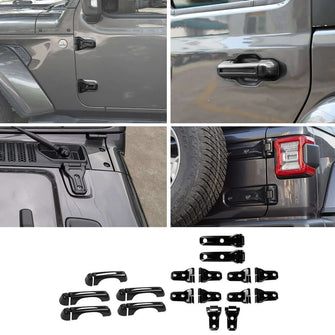 RT-TCZ 34x Door Handle/Hood Hinge/Spare Tire Bracket Trim Cover For Jeep Wrangler JL 2018+