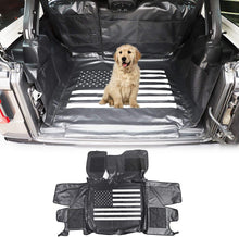 For 2018+ Jeep Wrangler JL Unlimited 4 Door Pet Trunk Mat Pad, Pet Cargo Liner Cover with Multiple Storage Pouches (American Flag Style)