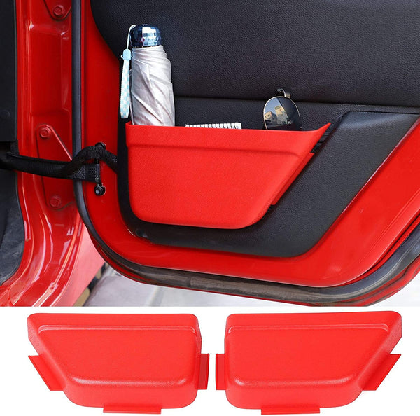 RT-TCZ Rear Side Door Storage Box Pocket Organizer for 2011-2018 Jeep  Wrangler JKU 4-Door, Interior Storage Expansion Accessories Red