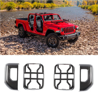 For 2018+ Jeep Gladiator JT Tail Light Guards Rear Light Cover Protector, Carbon Fiber Halogen Lamp RT-TCZ