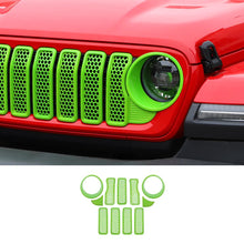 For 2024+ Jeep Wrangler JL/Gladiator JT Upgrade Front Honeycomb Mesh Grille+Front Headlight Cover+Center Mesh Trim Piece Mesh Grille RT-TCZ