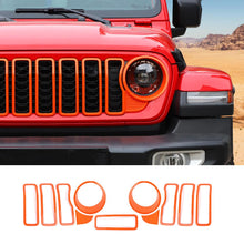 For 2024+ Jeep Wrangler JL/Gladiator JT Grille Insert+Front Headlight Cover+Center Mesh Trim Piece RT-TCZ