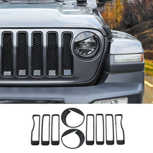 For 2018+ Jeep Wrangler JL & Gladiator JT Front Grille Inserts & Angry Bird Style Headlight Bezels Cover Trim RT-TCZ