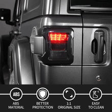 For Jeep Wrangler JL JLU 2018+  LED Tail Light Covers Rear Light Guards, Smoked Black
