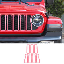 For 2024+ Jeep Wrangler JL & Gladiator JT Front Grille Inserts Guard Middle Mesh Decorative Ring Trim RT-TCZ