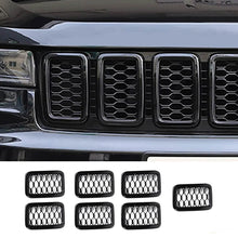 RT-TCZ Front Grill Mesh Inserts Rings Covers Kit for 2017-2021 Jeep Grand Cherokee Not fit for SRT, Trackhawk & 2021 Grand Cherokee L(Black)