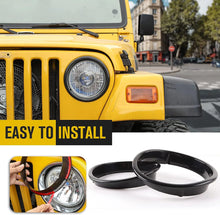 For 1997-2006 Jeep Wrangler TJ Front Headlight Bezels Trim, Black RT-TCZ