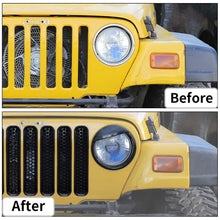 For 1997-2006 Jeep Wrangler TJ Grill Inserts Mesh Headlight Bezels Angry Eyes Trim RT-TCZ