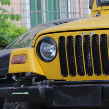 For 1997-2006 Jeep Wrangler TJ Grill Inserts Mesh Headlight Bezels Angry Eyes Trim RT-TCZ
