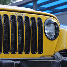 For 1997-2006 Jeep Wrangler TJ Grill Inserts Mesh Headlight Bezels Angry Eyes Trim RT-TCZ