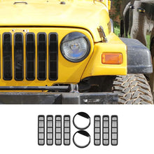 For 1997-2006 Jeep Wrangler TJ Grill Inserts Mesh Headlight Bezels Angry Eyes Trim RT-TCZ